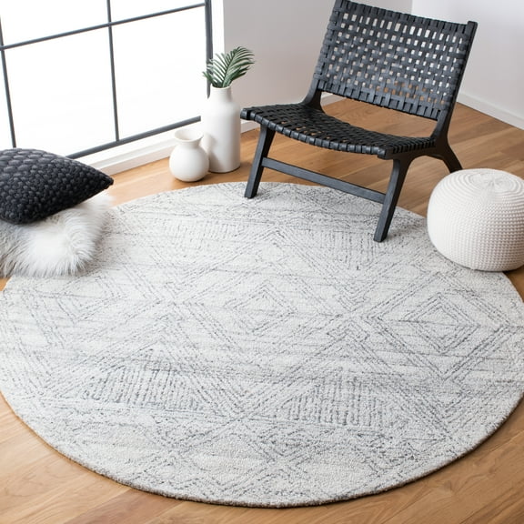 SAFAVIEH Abstract Tendrils Geometric Area Rug, Ivory/Grey, 6' x 6' Round