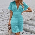thumbnail image 2 of NOLDARES Swimsuit Cover Ups for Women Beach Chiffon Swimwear Coverup Sheer V-Neck Beachwear for Summer Holiday(Blue,L), 2 of 9