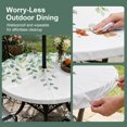 thumbnail image 5 of Sage Green Eucalyptus Leaves Round Outdoor Tablecloth with Umbrella Hole Zipper, Farmhouse Spring Botanical Elastic Fitted Table Cover, Waterproof Table Cloth for Patio Picnic Party Fits 54"-60", 5 of 9