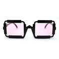 thumbnail image 2 of Runway Razor Blade Shape Plastic Narrow Rectangle Sunglasses Black Pink, 2 of 4