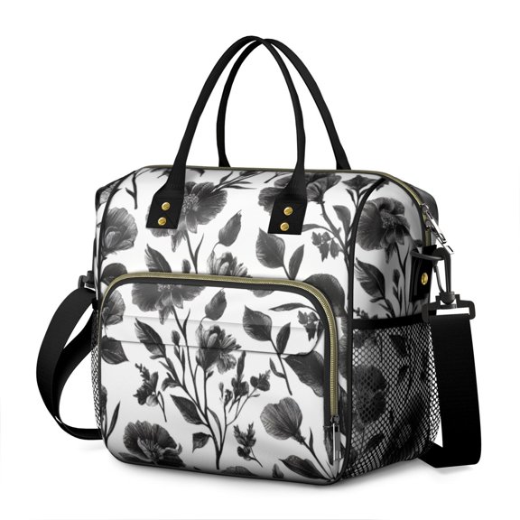 OBREWU Pioneer Flower Women's Insulated Leakproof Large Lunch Bag, Oxford Cloth