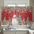 thumbnail image 5 of Red Christmas Sheer Curtains 45 Inch Length 2 Panels Set, Semi Transparent Voile Rod Pocket Curtains for Living Dining Room Bedroom Drapes Snowman Xmas Tree Poinsettia Eucalyptus, 5 of 8