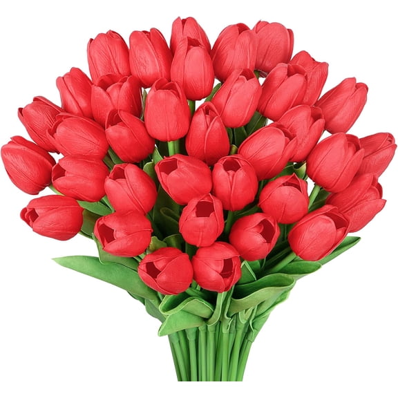 30 Pcs Multicolor Fake Tulips Artificial Flowers for Decoration, Real Touch PU Faux Tulips Flowers Arrangement Artificial Plants Indoor for Home Decor Wedding Mother's Day Spring Easter Decorations