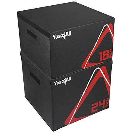 Yes4All Soft Plyo Box / Plyometric Jump Box Adjustable Plyo Box / Foam Plyo Box for Jump Training  Fitness and Conditioning (18 + 24 inch  Black)