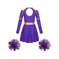 thumbnail image 2 of iiniim Girls Cheerleading Dance Long Sleeve Dress with Flower Balls Stage Performance Purple 12, 2 of 7