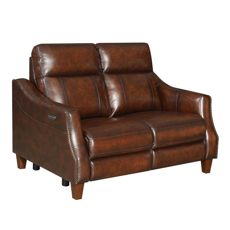 Steve Silver Akari English Chestnut Brown Leather Power Reclining