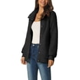 thumbnail image 4 of INSPIRE CHIC Women's Fluffy Fleece Two Pockets Long Sleeve Button Front Closure Casual Coat XL Black, 4 of 6