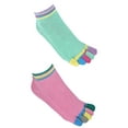 thumbnail image 2 of FOX-TECH Women Yoga Socks, Green / Pink, 2 Pack, 2 of 6