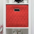 thumbnail image 4 of JIAessentials Small 11-inch Red Foldable Diamond Patterned Faux Leather Storage Cube Bins Set of Four with Handles with Dual Handles for living room, bedroom and office storage, 4 of 9