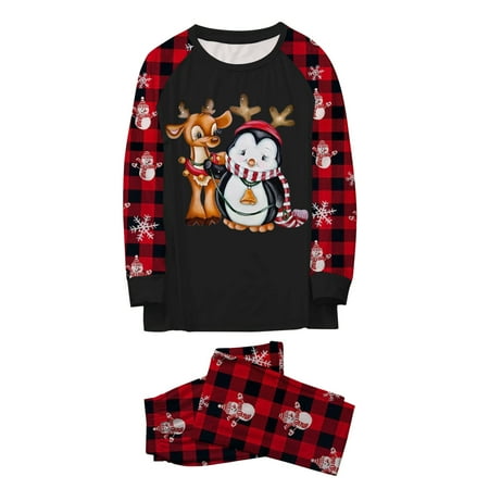 

B91xZ Christmas Pajamas For Family Family Matching Pajama Sets Cute Christmas Tree Sleepwear Snowman Holiday PJS for Couples and Kids Black M