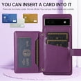 thumbnail image 3 of ELEHOLD Wallet Crossbody for Google Pixel 7A Case with Lanyard Wrist Strap Credit Card Holder, PU Leather Protective Phone Case with Ring Holder,Deep Purple, 3 of 8