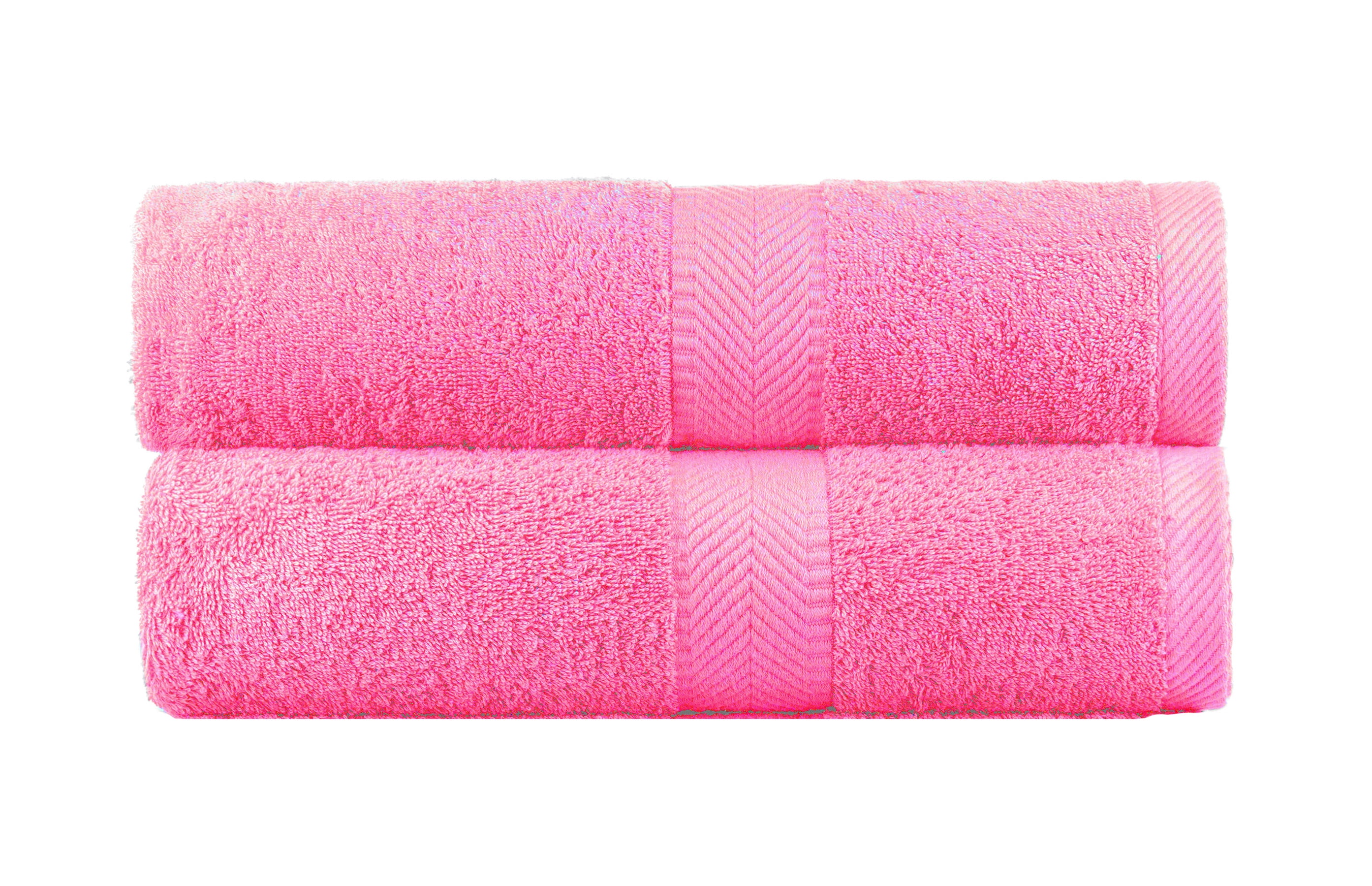 Terry Absorbent Bath Towel, Pink, Set of 2