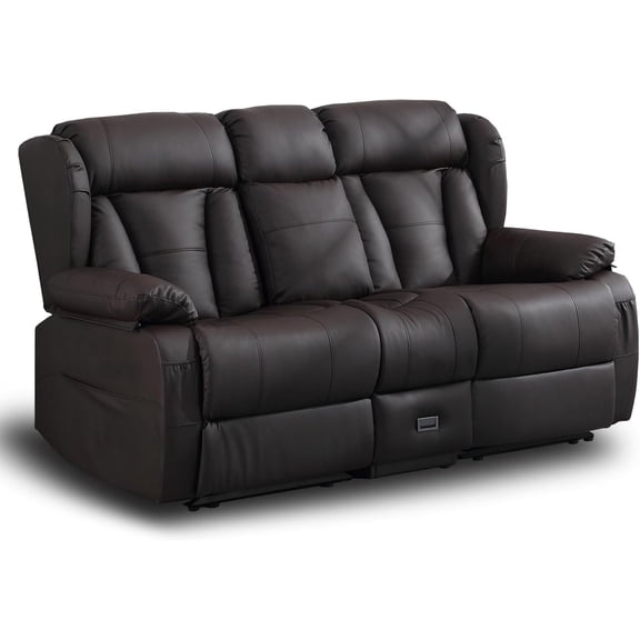 Loveseat Recliner Sofa RV Recliner Couch, Manual Reclining Loveseat with Console for Living Room Home Theater Seating with AC/USB C/USB and Drawer