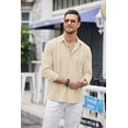 thumbnail image 2 of Coshow Mens Cuban Guayabera Shirt Casual Button Down Shirts Long Sleeve Summer Beach Shirts, 2 of 7