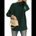 thumbnail image 2 of Suéter Holgado de Gran Tamaño para Mujer, Estilo Túnica Acanalada con Mangas Murciélago de Otoño. Verde Oscuro M, 2 of 9