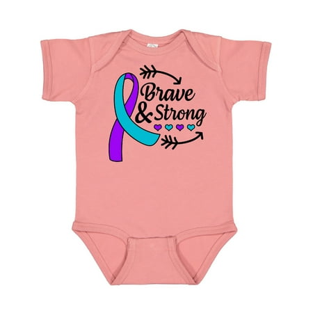 

Inktastic Suicide Prevention Awareness Brave and Strong with Arrows Gift Baby Boy or Baby Girl Bodysuit