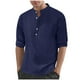 thumbnail image 2 of pstuiky camisas de manga larga para hombre, Camisas de lino a la moda para hombre, informales, lisas, con botones, cuello alto, bolsillos y manga larga Tops casuales para hombres s, 2 of 9