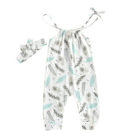

TAIAOJING Baby Romper Jumpsuit Kids Print Strap Girls Sleeveless One Floral Piece Girls Romper&Jumpsuit Onesie Outfit 12-18 Months