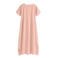 thumbnail image 4 of Vestido largo de manga larga y cuello redondo para mujer - Color liso, corte holgado para el día a día o fiestas, vestido versátil para todas las estaciones, 4 of 5