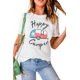 thumbnail image 3 of ABPHQTO Camiseta de cuello redondo con estampado de coche camper feliz blanco para mujer, 3 of 5
