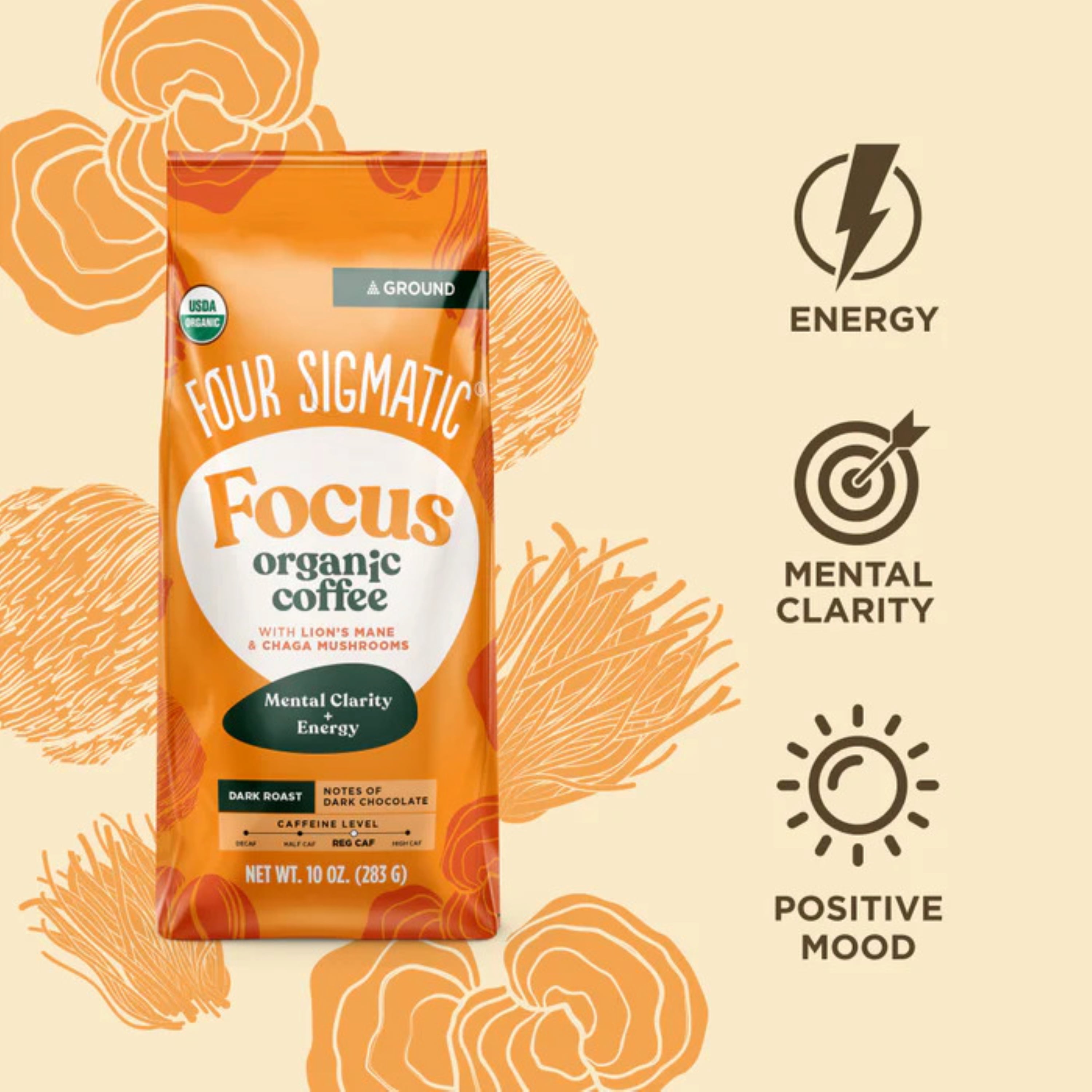 Four Sigmatic Organic Lion's Mane Ground Coffee, 10 OZ