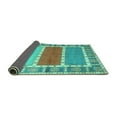 thumbnail image 2 of Ahgly Company Indoor Round Southwestern Turquoise Blue Country Area Rugs, 4' Round, 2 of 4