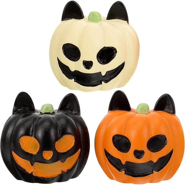 Decoraciones de Halloween 3 piezas de adorno de calabaza en miniatura de Halloween, mini figuras de calabaza fantasma de resina, decoración de pecera, accesorios de fiesta de Halloween, decoració