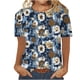thumbnail image 2 of Puntoco Liquidación de blusas cortas para mujer, blusa informal de manga corta con cuello redondo y estampado para mujer, 2 of 4