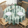 thumbnail image 3 of Light Green Christmas Tree and Snow Pattern Round Tablecloth 60"x60",Wrinkle Wipeable Table Cloth for Kitchen Dining Room Picnic Patio Party, 3 of 6