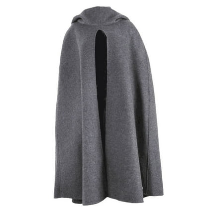 

Dadaria Shawl Wraps for Women Ladies Fashion Autumn And Winter New Solid Color Mid-length Hooded Cape Shawl Women Gray M Women