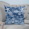 thumbnail image 4 of Navy Blue Coastal 20x20 Pillow Covers Set of 2, Summer Beach Ocean Coral Starfish Throw Pillow Covers Decorative Couch Cushion Case, Microfiber Square Pillowcases for Bedroom Car Living Room, 4 of 7