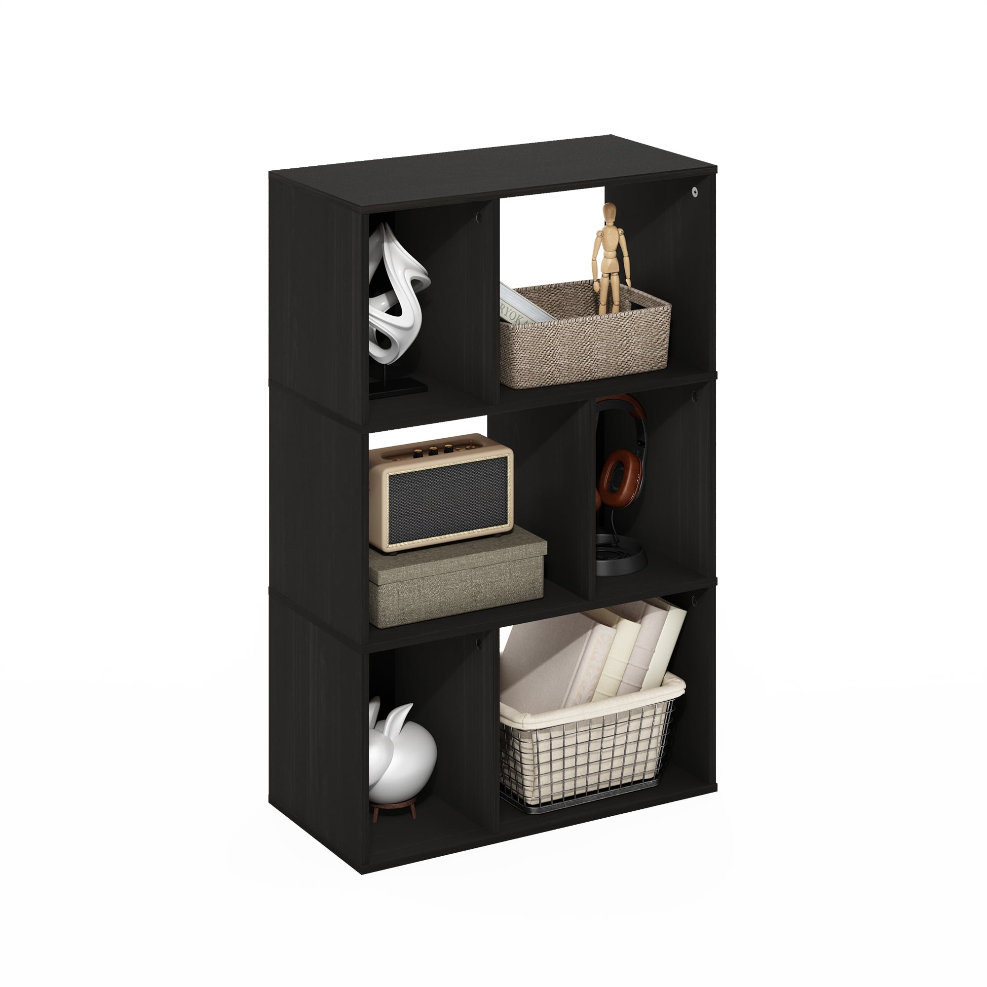 Furinno DALY 6-Cube Irregular Cubes Bookcase in Bookshelf in Storage Espresso
