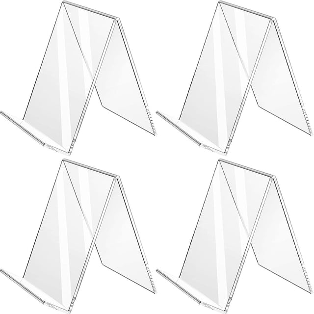 4 Pcs Support d'Exposition en Forme Simple Acrylique Transparent en Forme de L pour Exposition d'Affaires