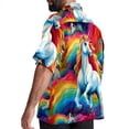 thumbnail image 3 of Robot Unicorn Attack Men's Short Sleeve Beach Shirts, Casual Poplin Button Down Shirt, Summer Casual Printed Unisex Shirts, 3 of 6
