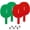 2 Green + 2 Red Paddles + 6 White Balls, variant on Cannon Sports Unbreakable Table Tennis Paddle Set - 4 Rackets with 6 Pack of 3-Star Table Tennis Balls – Portable Set for 4 Players (4 Black Paddles + 6 White Balls)