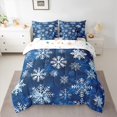 thumbnail image 2 of Manfei Chic Snowflakes Bedding Comforter Set 7-Piece, Merry Xmas Christmas Queen Bedding Sets, Blue White Queen Sheet Sets, Breathable Home Decor, 2 of 8
