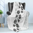 thumbnail image 4 of Running Soft Flannel Fleece Throw Blanket, Grunge Theme of Shoe Prints Pattern in Greyscale Tones, Cozy Plush for Indoor and Outdoor Use, 50" x 60", Pale Grey Dimgray, by Ambesonne, 4 of 5