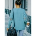 thumbnail image 5 of Women's V Neck Sweater Tops Hollow Out Sleeve Fall Blouse Tops, 5 of 5