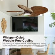 Lucci Air Bali 52 Outdoor Indoor/Outdoor Ceiling Fan with Light and Remote, Rustic Wood Ceiling Fan with Lights, Damp Rated, Energy Efficient DC Motor