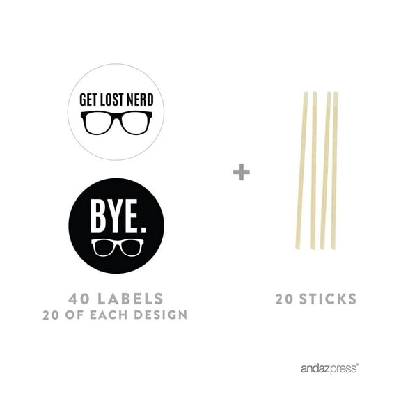 Funny Farewell Retirement Party Decorations, Get Lost Nerd, Cupcake Toppers DIY Kit, 20-Pack