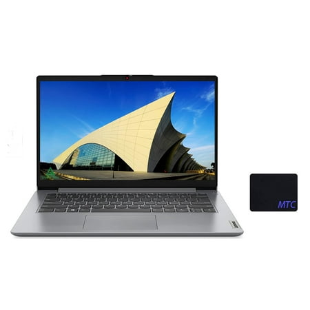 Lenovo IdeaPad 1i Thin Light Laptop, 14" HD Dispay, Intel Pentium N5030 (up to 3.10 GHz), Intel UHD Graphics, 4GB RAM, 128GB eMMC, Windows 11 S, Cloud Grey, With MTC Mousepad