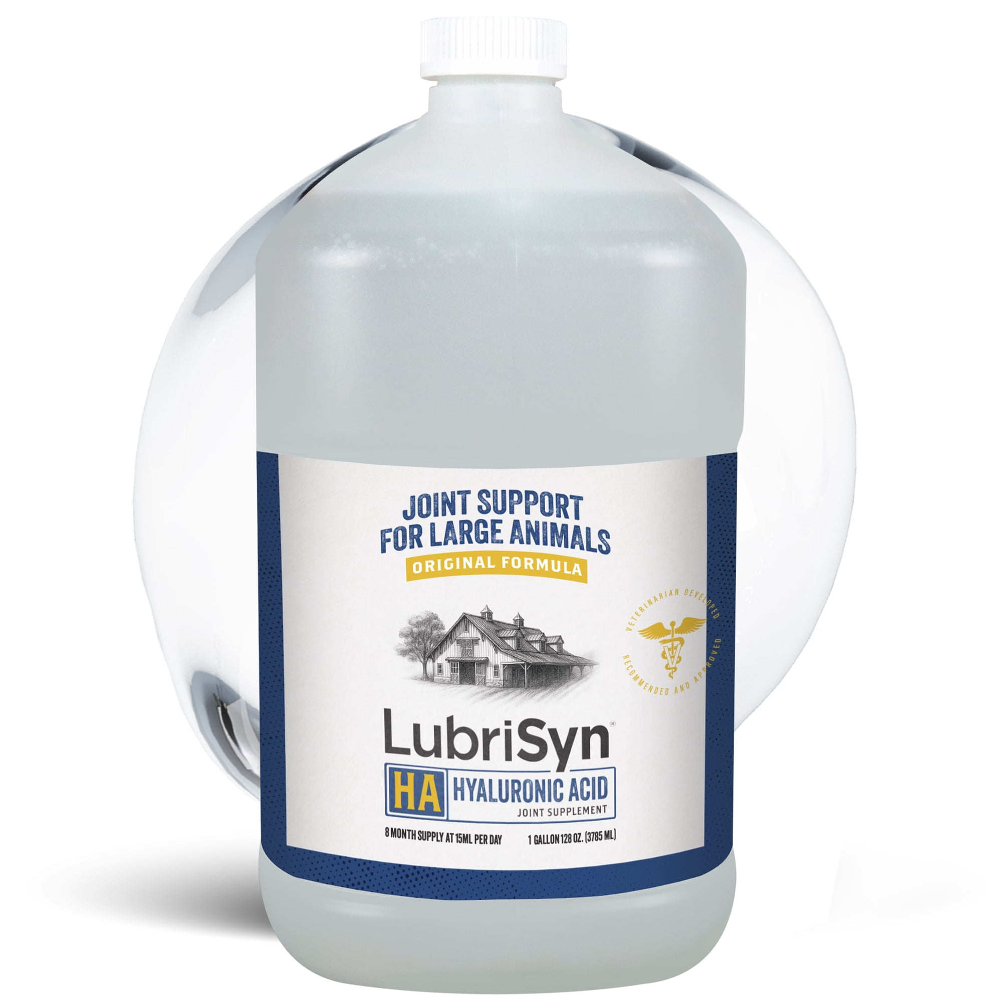 LubriSynHA Livestock Hyaluronic Acid Joint Supplement for Cattle, Horses, Pigs, Goats & Sheep, Vet-Developed Oral Liquid, Gallon Size, 128 oz