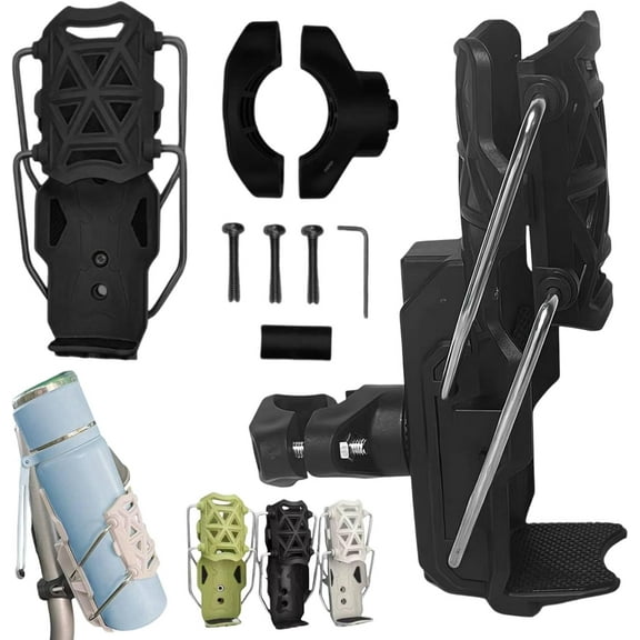 2025 New Adaptive Cycling Bottle Holder, Bike Water Bottle Holder, Self Adjusting Cup Holder for Motorcycle, 360 Degree Rotating Bicycle Water Bottle Holder for Diameter 2'' - 3'' Cup(Black)