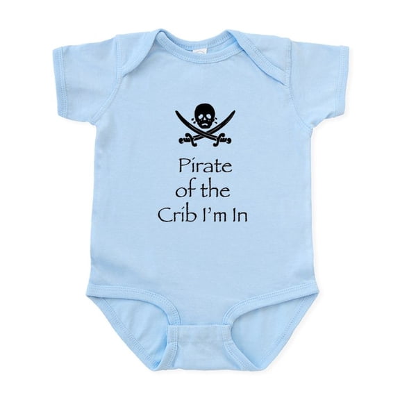CafePress - Piratecribinblk Body Suit - Baby Light Bodysuit, Size Newborn - 24 Months