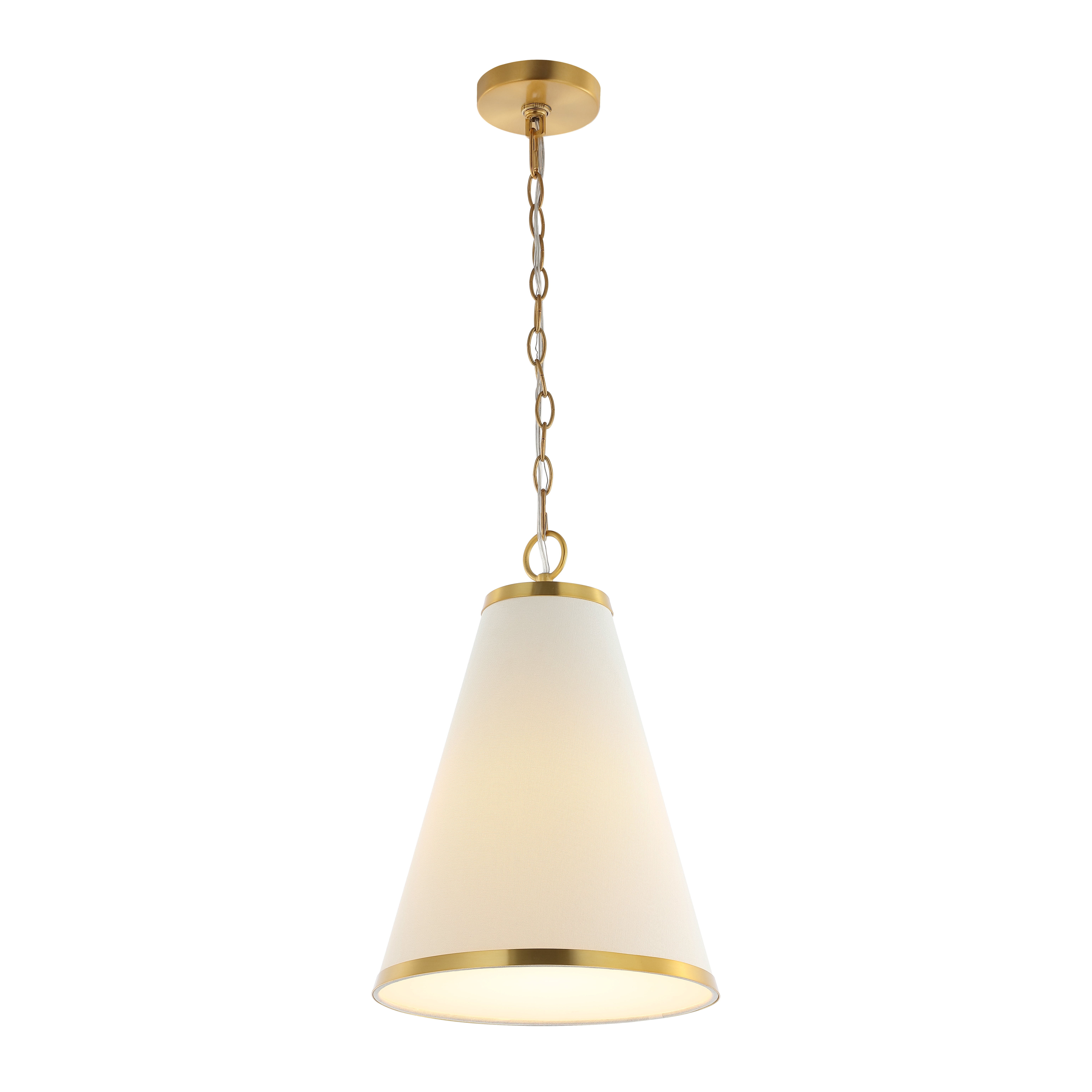 Safavieh Adelais 12" Modern Metal and Fabric Pendant Lights, Off-White