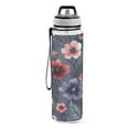 thumbnail image 2 of 32oz Transparent Sports Water Bottle with Straw for Kids Adults Outdoor School Gym Fitness Red and Purple Floral Pattern, 2 of 7