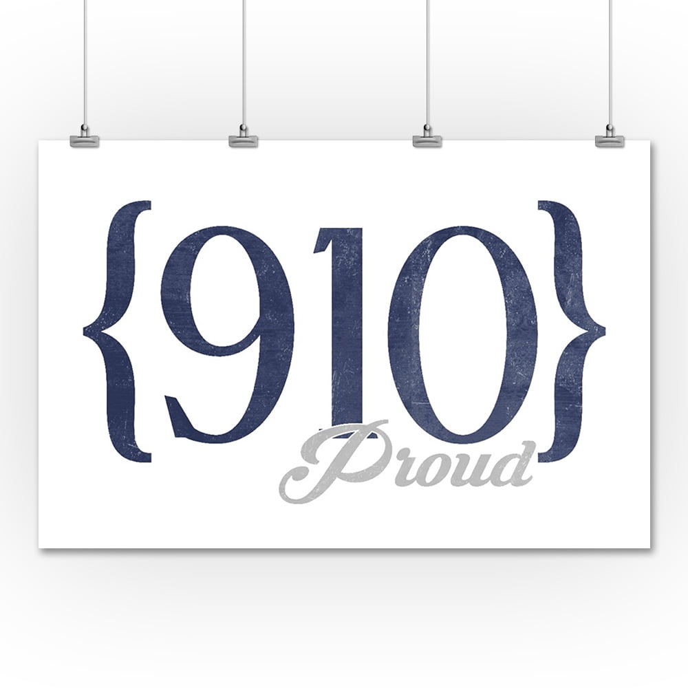 Fayetteville, North Carolina 910 Area Code (Blue) Lantern Press