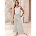 thumbnail image 2 of LETDIOSTO Casual Loose Palazzo Pants for Women lightweight Summer Plus Size High Waist Wide Leg Pant Beige Boho Trousers with Pockets S-XXL, 2 of 8