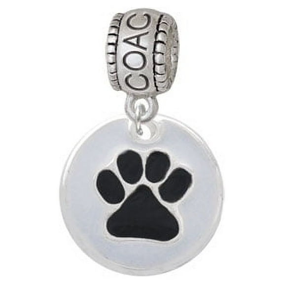 Black Paw on White Disc - Coach Charm Bead