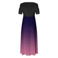 thumbnail image 4 of Summer Saving Wycnly Summer Dresses for Women Beach Party Empire Waist Swing Pocket Cold Shoulder Maxi Dresses Short Sleeve Crewneck Gradient Long Sun Dress Purple XL Up to 65% off, 4 of 4